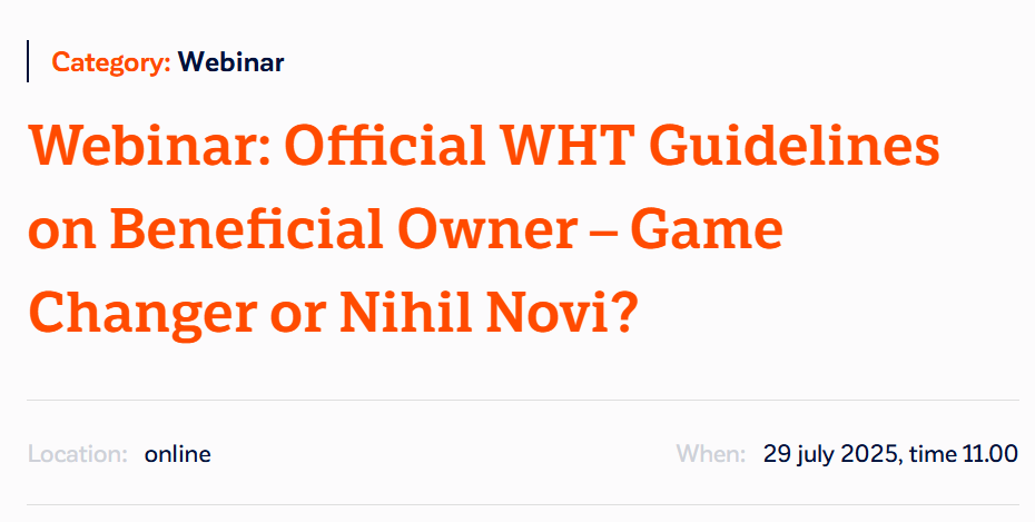 Webinar: Official WHT Guidelines on Beneficial Owner – Game Changer or Nihil Novi? | CRIDO