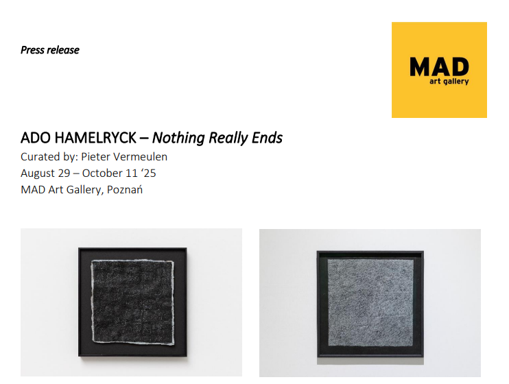 'Nothing Really Ends' | Ado Hamelryck | MAD Art Gallery Poznań