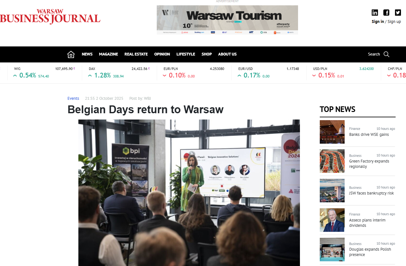 Article in Warsaw Business Journal about Belgian Days 2025