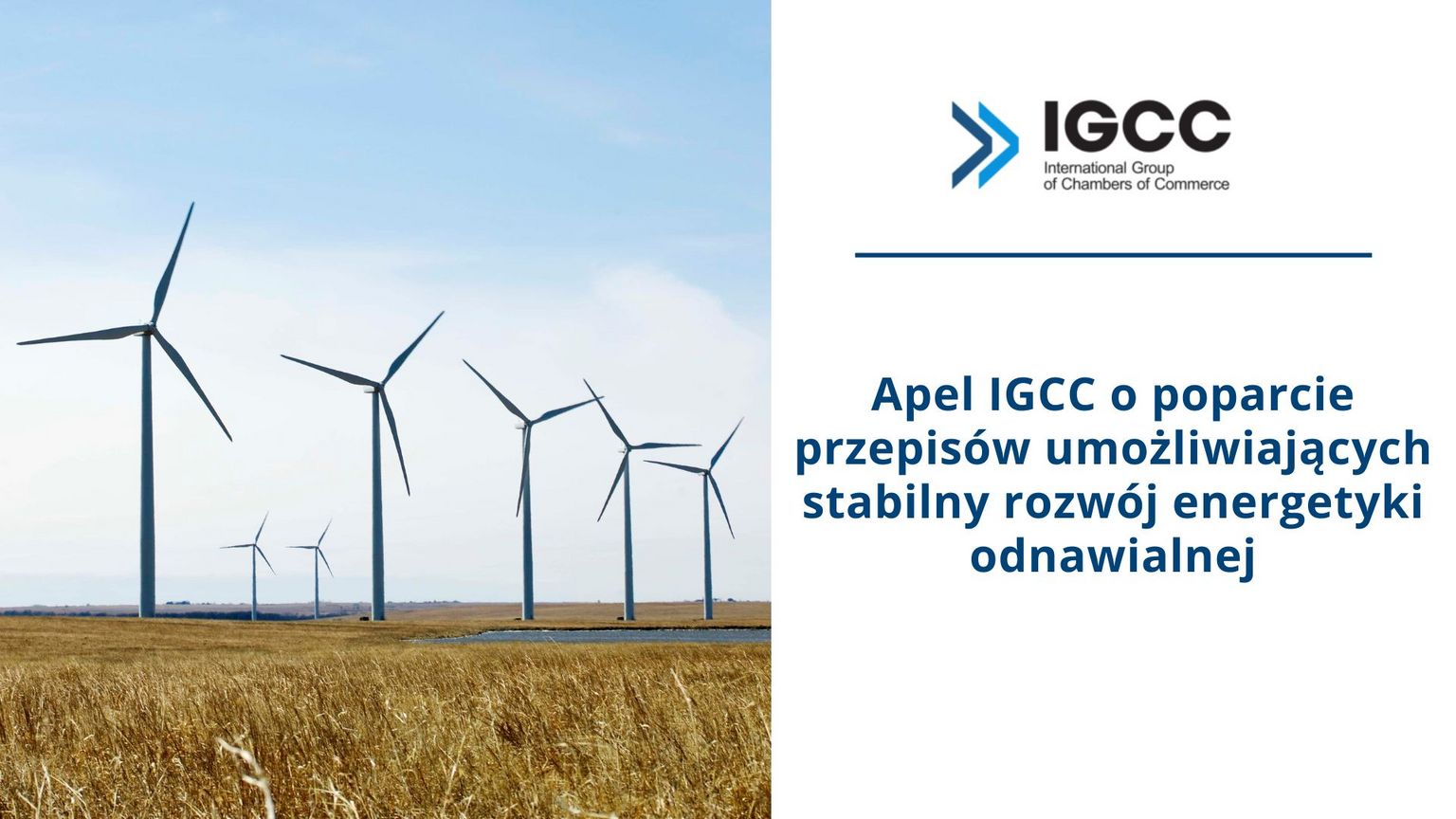 Apel IGCC dotyczący likwidacji barier rozwoju lądowych elektrowni wiatrowych
